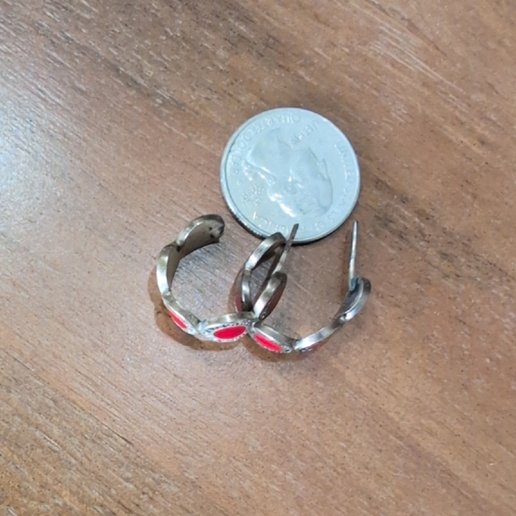 Bulgari Silver Earrings with Red Accents - Picture 3 of 4